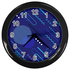 Classic Blue Background Abstract Style Wall Clock (black)