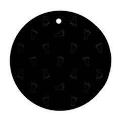 Neon Style Black And White Footprints Motif Pattern Ornament (round) by dflcprintsclothing