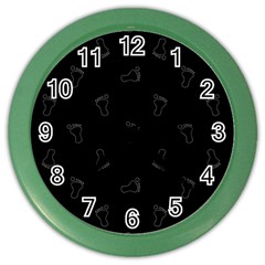 Neon Style Black And White Footprints Motif Pattern Color Wall Clock by dflcprintsclothing