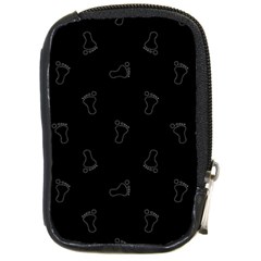 Neon Style Black And White Footprints Motif Pattern Compact Camera Leather Case by dflcprintsclothing