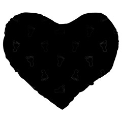 Neon Style Black And White Footprints Motif Pattern Large 19  Premium Heart Shape Cushions