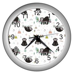 Cute Sloths Wall Clock (silver) by Sobalvarro