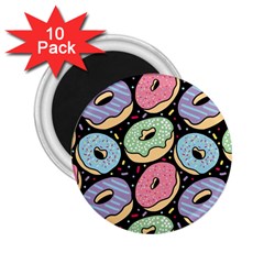 Colorful Donut Seamless Pattern On Black Vector 2 25  Magnets (10 Pack)  by Sobalvarro