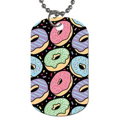 Colorful Donut Seamless Pattern On Black Vector Dog Tag (two Sides) by Sobalvarro