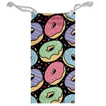 Colorful Donut Seamless Pattern On Black Vector Jewelry Bag Back