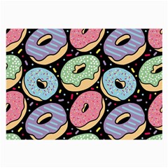 Colorful Donut Seamless Pattern On Black Vector Large Glasses Cloth (2 Sides) by Sobalvarro