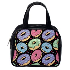 Colorful Donut Seamless Pattern On Black Vector Classic Handbag (one Side) by Sobalvarro