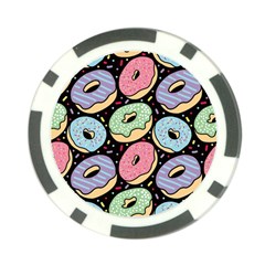 Colorful Donut Seamless Pattern On Black Vector Poker Chip Card Guard (10 Pack) by Sobalvarro