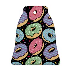 Colorful Donut Seamless Pattern On Black Vector Ornament (bell) by Sobalvarro