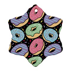 Colorful Donut Seamless Pattern On Black Vector Snowflake Ornament (two Sides) by Sobalvarro