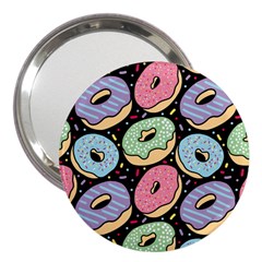 Colorful Donut Seamless Pattern On Black Vector 3  Handbag Mirrors by Sobalvarro