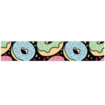 Colorful Donut Seamless Pattern On Black Vector Large Flano Scarf  Front