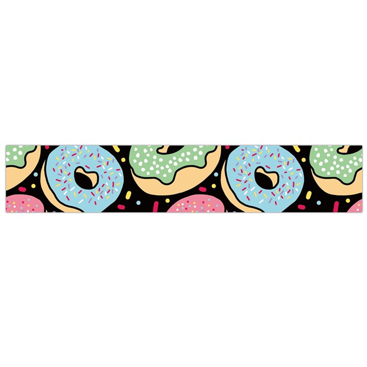 Colorful Donut Seamless Pattern On Black Vector Large Flano Scarf 