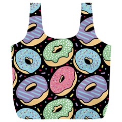 Colorful Donut Seamless Pattern On Black Vector Full Print Recycle Bag (xxxl) by Sobalvarro