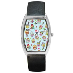 Cupcake Doodle Pattern Barrel Style Metal Watch by Sobalvarro