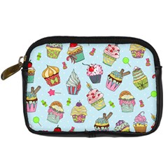 Cupcake Doodle Pattern Digital Camera Leather Case by Sobalvarro