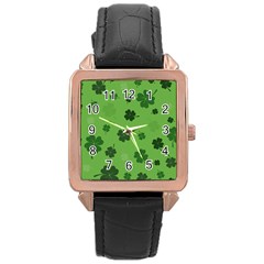 St Patricks Day Rose Gold Leather Watch  by Valentinaart