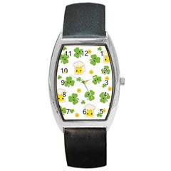 St Patricks Day Barrel Style Metal Watch by Valentinaart