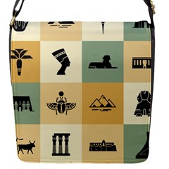 Egyptian Flat Style Icons Flap Closure Messenger Bag (s) by Wegoenart