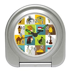 Egypt Travel Items Icons Set Flat Style Travel Alarm Clock by Wegoenart