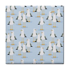 Cute Seagulls Seamless Pattern Light Blue Background Tile Coaster