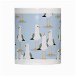 Cute Seagulls Seamless Pattern Light Blue Background White Mugs Center