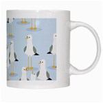 Cute Seagulls Seamless Pattern Light Blue Background White Mugs Right