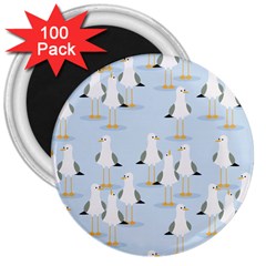 Cute Seagulls Seamless Pattern Light Blue Background 3  Magnets (100 pack)