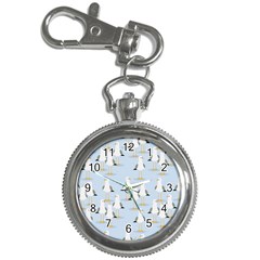 Cute Seagulls Seamless Pattern Light Blue Background Key Chain Watches