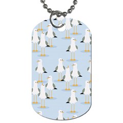 Cute Seagulls Seamless Pattern Light Blue Background Dog Tag (One Side)