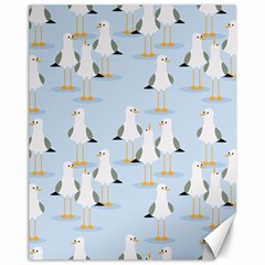 Cute Seagulls Seamless Pattern Light Blue Background Canvas 11  x 14 