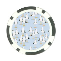 Cute Seagulls Seamless Pattern Light Blue Background Poker Chip Card Guard (10 pack)