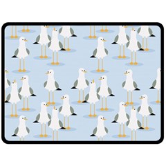 Cute Seagulls Seamless Pattern Light Blue Background Fleece Blanket (Large) 