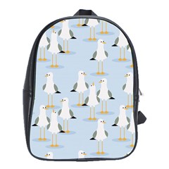 Cute Seagulls Seamless Pattern Light Blue Background School Bag (XL)