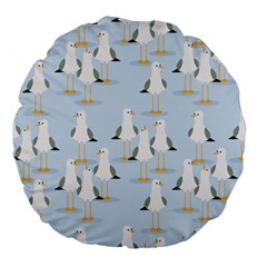 Cute Seagulls Seamless Pattern Light Blue Background Large 18  Premium Flano Round Cushions