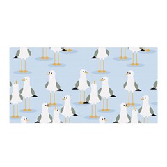 Cute Seagulls Seamless Pattern Light Blue Background Satin Wrap