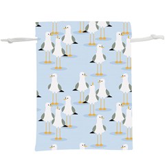 Cute Seagulls Seamless Pattern Light Blue Background  Lightweight Drawstring Pouch (XL)
