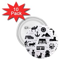 Dark Seamless Pattern Symbols Landmarks Signs Egypt 1.75  Buttons (10 pack)