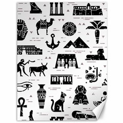 Dark Seamless Pattern Symbols Landmarks Signs Egypt Canvas 36  x 48 