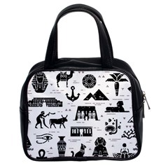 Dark Seamless Pattern Symbols Landmarks Signs Egypt Classic Handbag (Two Sides)