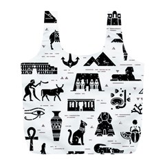 Dark Seamless Pattern Symbols Landmarks Signs Egypt Full Print Recycle Bag (L)