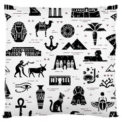 Dark Seamless Pattern Symbols Landmarks Signs Egypt Large Flano Cushion Case (One Side)