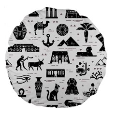 Dark Seamless Pattern Symbols Landmarks Signs Egypt Large 18  Premium Flano Round Cushions