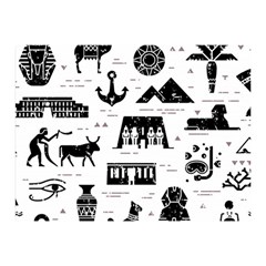 Dark Seamless Pattern Symbols Landmarks Signs Egypt Double Sided Flano Blanket (Mini) 