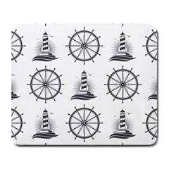 Marine Nautical Seamless Pattern With Vintage Lighthouse Wheel Large Mousepads by Wegoenart