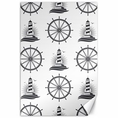 Marine Nautical Seamless Pattern With Vintage Lighthouse Wheel Canvas 20  X 30  by Wegoenart