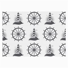 Marine Nautical Seamless Pattern With Vintage Lighthouse Wheel Large Glasses Cloth (2 Sides) by Wegoenart