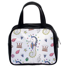 Seamless Pattern Cute Unicorn Cartoon Hand Drawn Classic Handbag (two Sides)