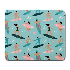 Beach Surfing Surfers With Surfboards Surfer Rides Wave Summer Outdoors Surfboards Seamless Pattern Large Mousepads by Wegoenart