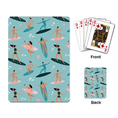 Beach Surfing Surfers With Surfboards Surfer Rides Wave Summer Outdoors Surfboards Seamless Pattern Playing Cards Single Design (rectangle) by Wegoenart